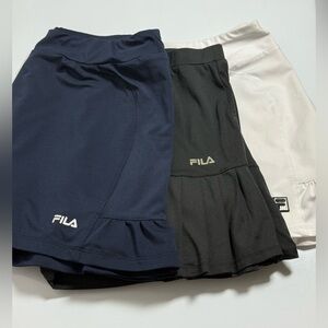 SET 3 FILA Women’s Tennis Athlete Skirts/Skorts in Black, Navy, White Sized L